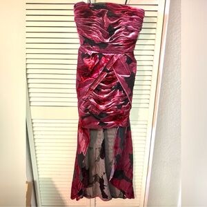 Hutch Burnout Velvet hi low strapless dress Black Pink  Sz Xs-S